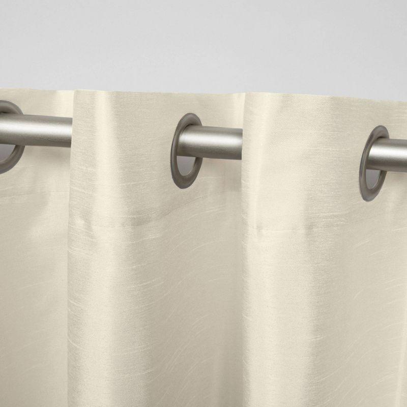 Set of 2 96"x54" Chateau Striped Faux Silk Grommet Top Curtain Panel Burgundy/Taupe - Exclusive Home: Modern Window Drapes