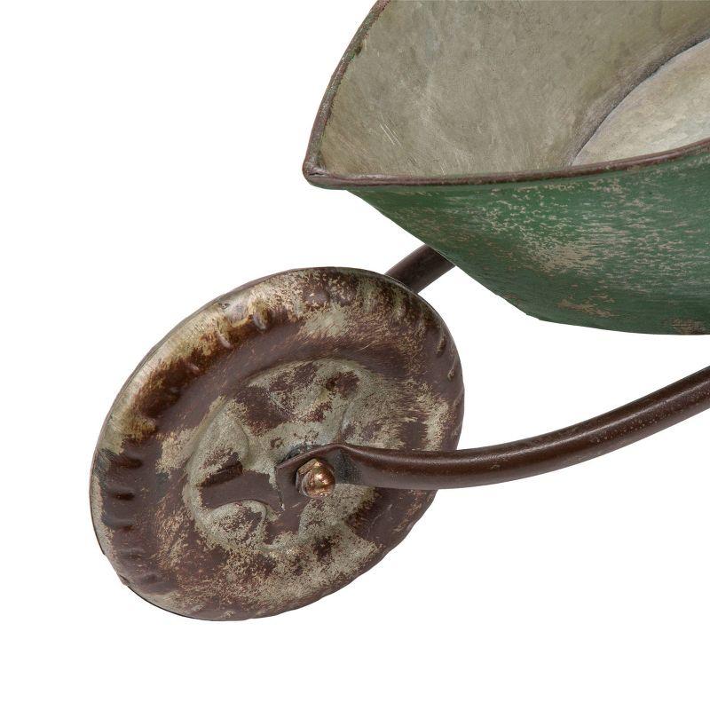 2pk Rustic Iron Wheelbarrow Garden Novelty Planter Green - Alpine Corporation