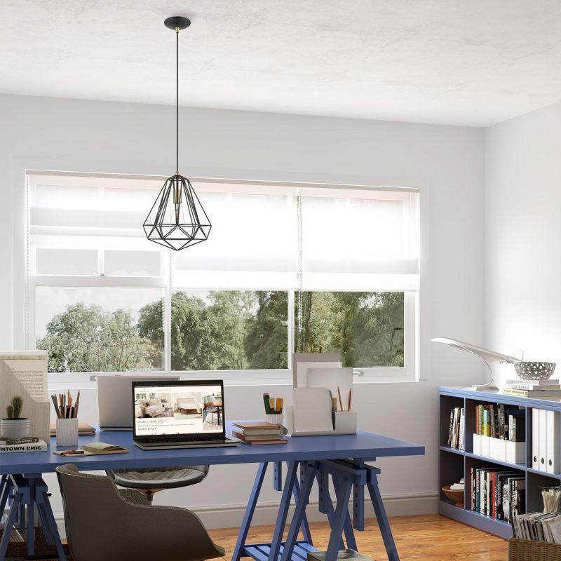 Livex Lighting Knox 1 - Light Pendant in  Textured Black/Polished Chrome