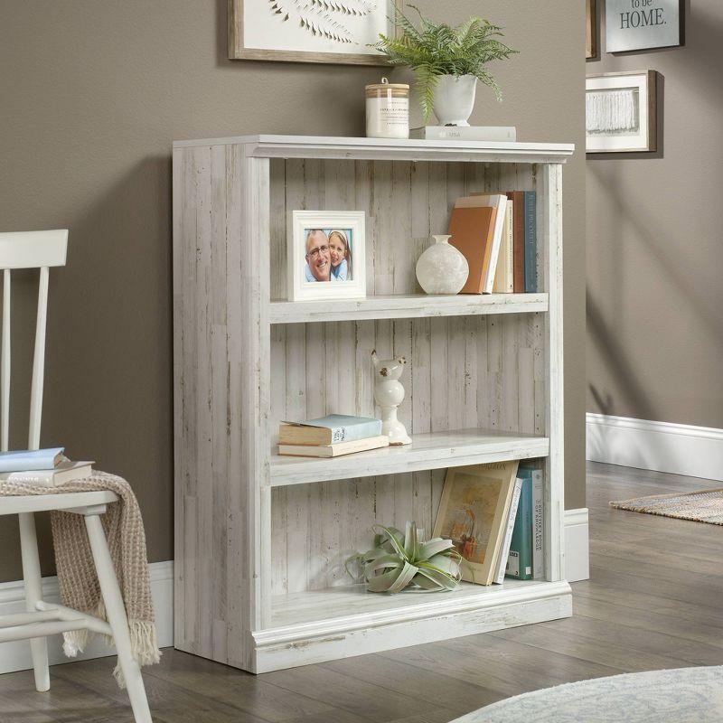 44" 3 Shelf Bookcase White - Sauder: Farmhouse Style, Smooth Laminate Finish, MDF Construction