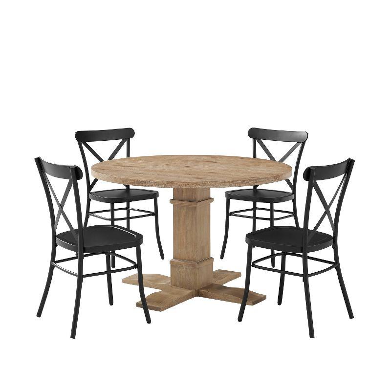 5pc Joanna Round Dining Set with 4 Camille Chairs Matte Black - Crosley