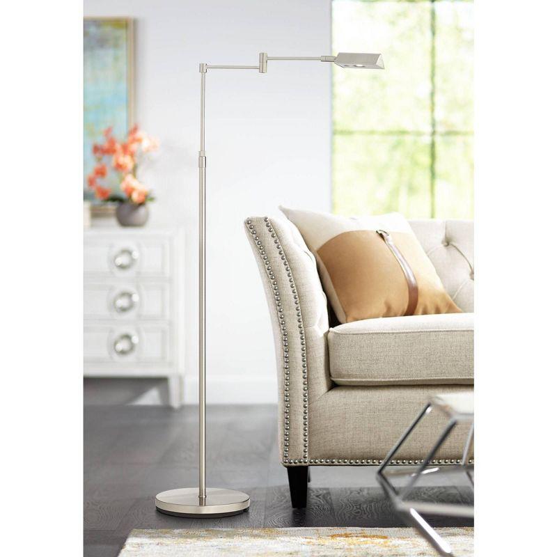 360 Lighting Zema Traditional Pharmacy Floor Lamp 49 1/2" Tall Brushed Nickel LED Adjustable Swing Arm for Living Room Reading Bedroom Offic