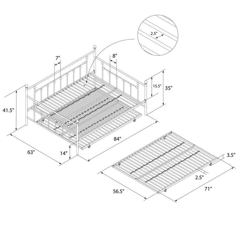 DHP Manila Metal Daybed and Trundle, Queen/Full Size, White