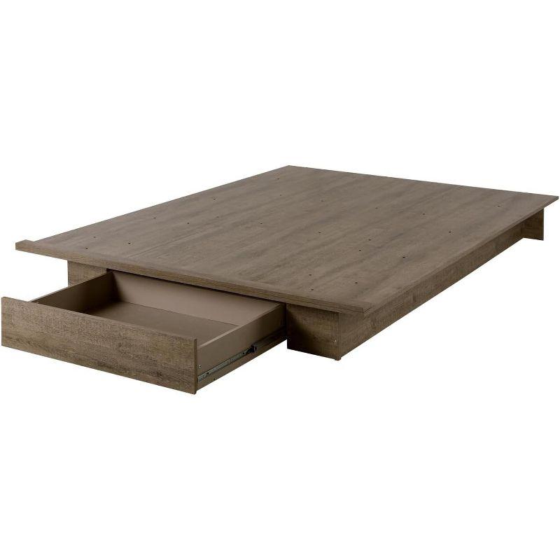 HomeStock Platform Bed with Drawer Weathered Oak Holland