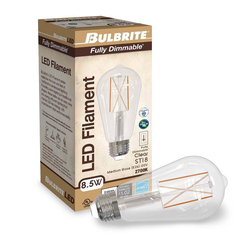 ST18 LED Filament Bulb (Set of 2) - Clear Glass / E26 / 8.5Watt