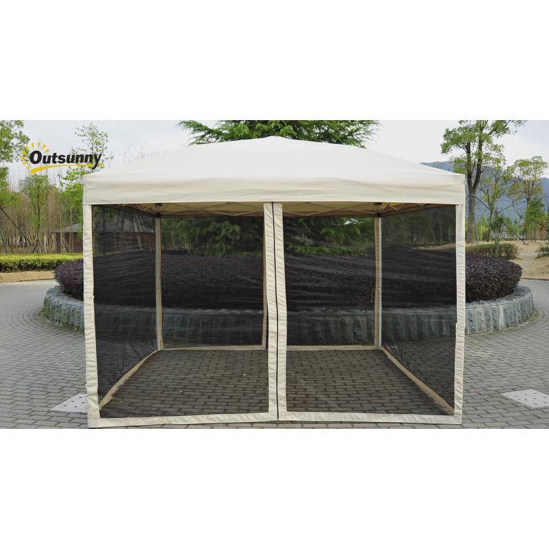 Outsunny 10' x 10' Pop Up Canopy Tent with Breathable Mesh Sidewalls, Easy Height Adjustable, Easy Transport Carrying Bag for Backyard Garden Patio