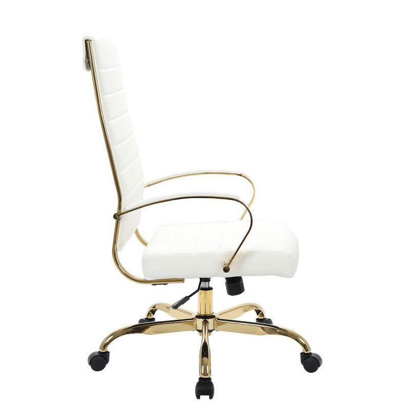 Everly Quinn Humairaa Benmar Leather Office Chair in Gold Base