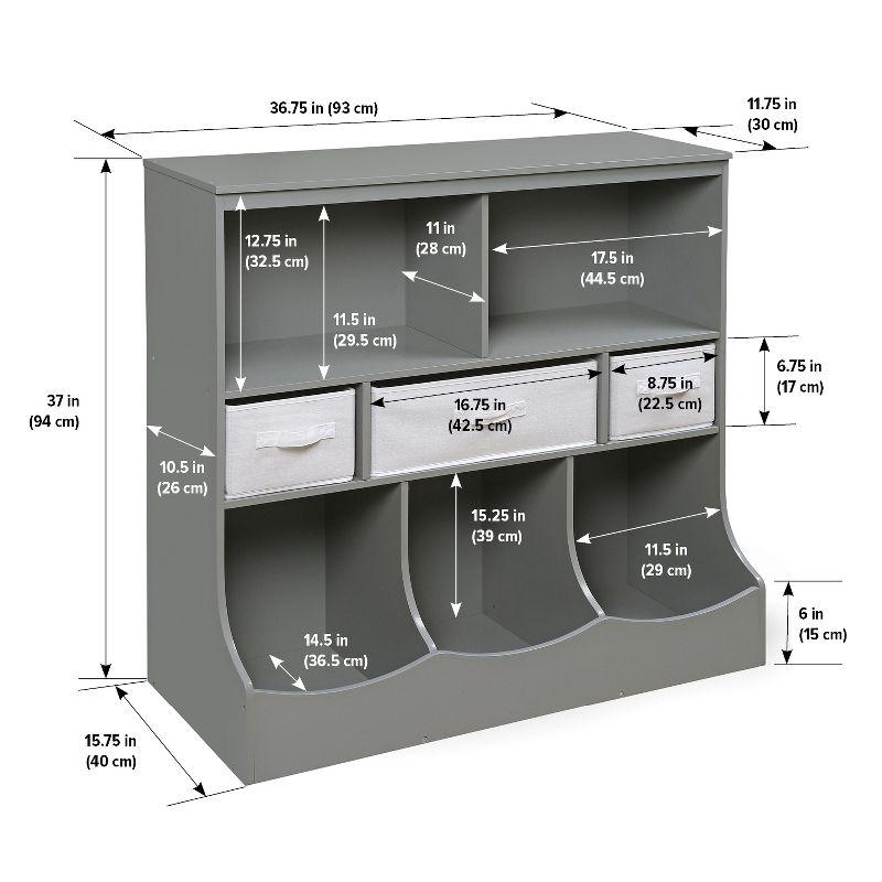 Badger Basket Combo Bin Storage Unit with Three Baskets - Gray