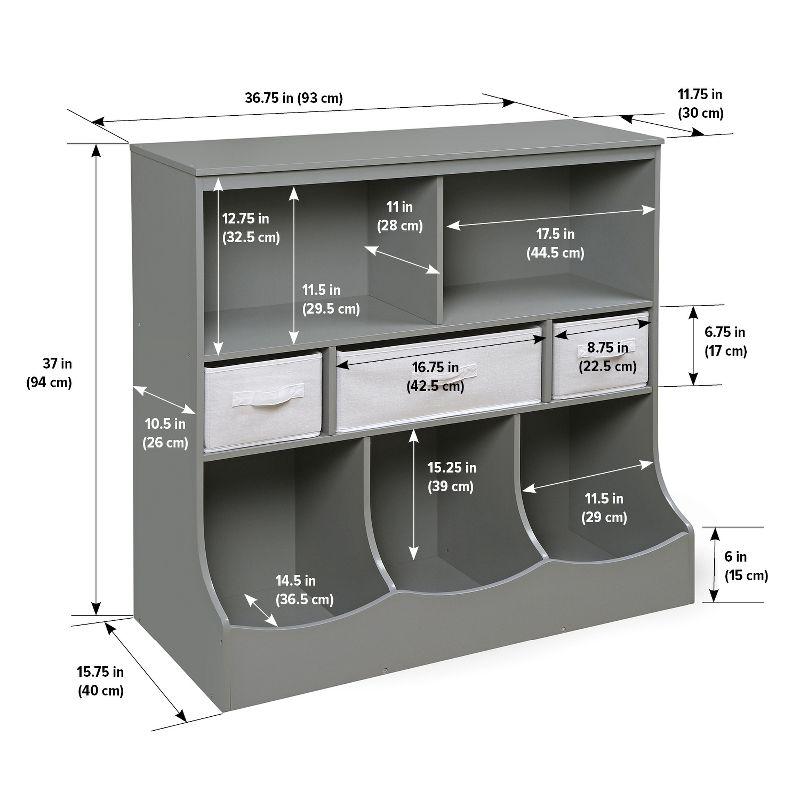 Modern Gray and White Kids Storage Unit with Baskets and Cubes