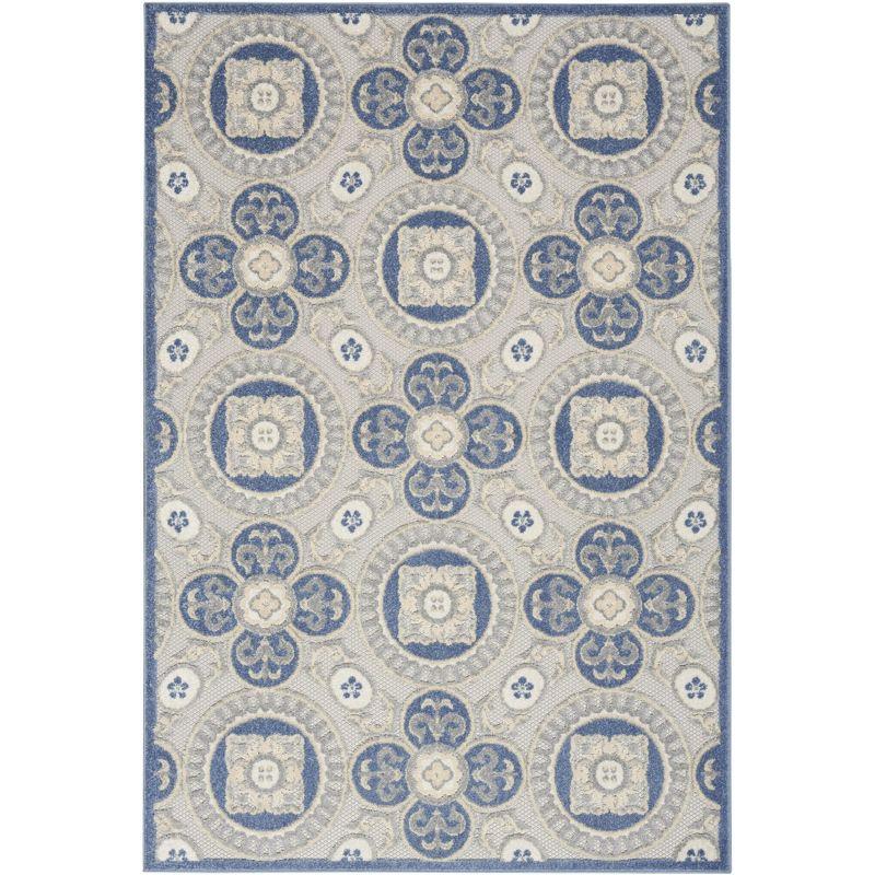 Elegant Retreat 4' x 6' Blue/Grey Synthetic Rectangular Rug