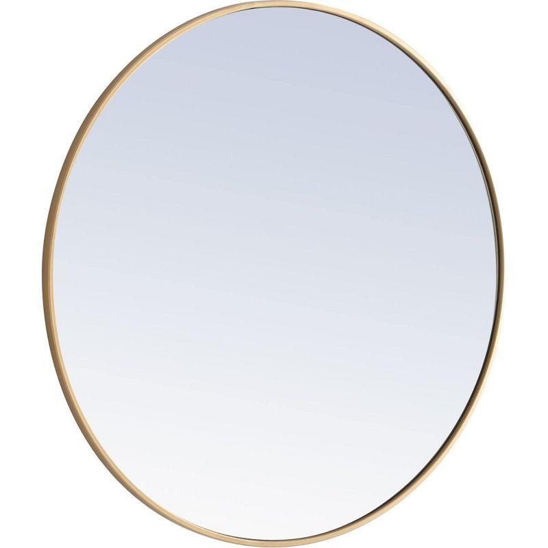 Elegant Lighting Metal frame Round Mirror 36 inch Silver finish