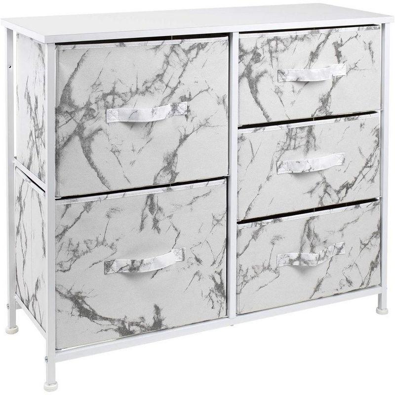 Marble Whisper 5-Drawer Nursery Dresser in White