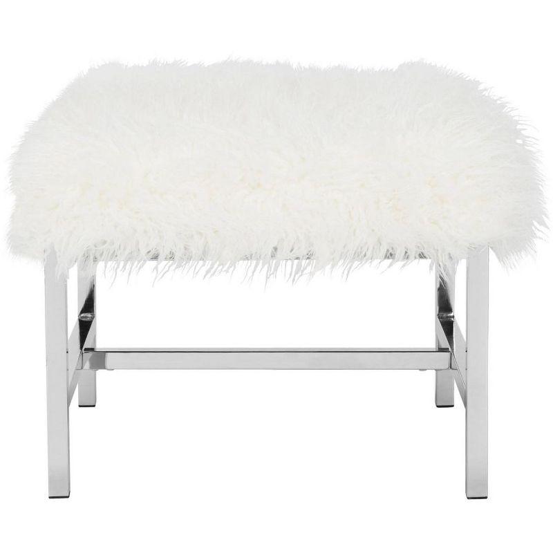 Horace Faux Sheepskin Square Bench - White - Safavieh