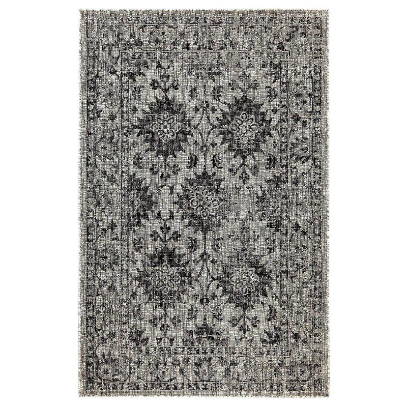 Liora Manne Carmel Vintage Floral Indoor/Outdoor Rug Black 3'3" x 4'11"