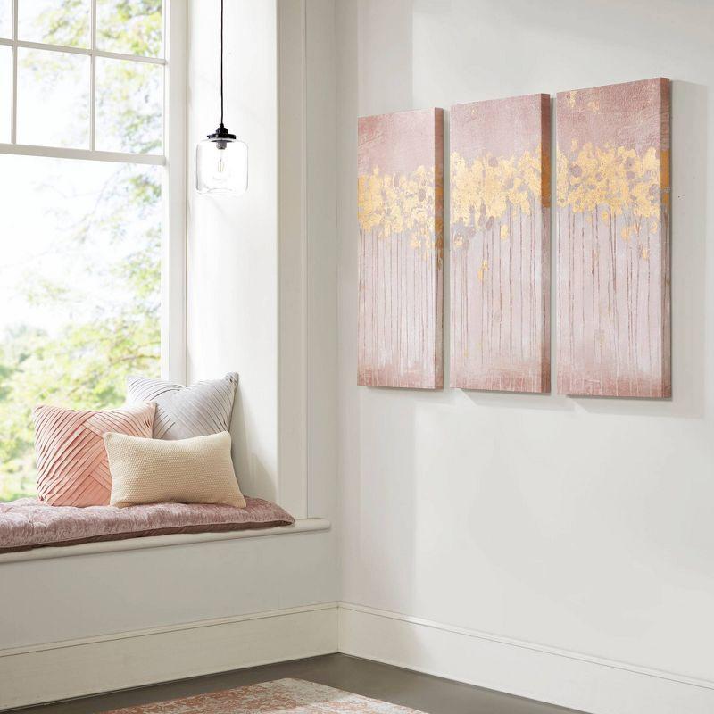 Blush and Gold Abstract Forest 3-Piece Canvas Wall Art Set