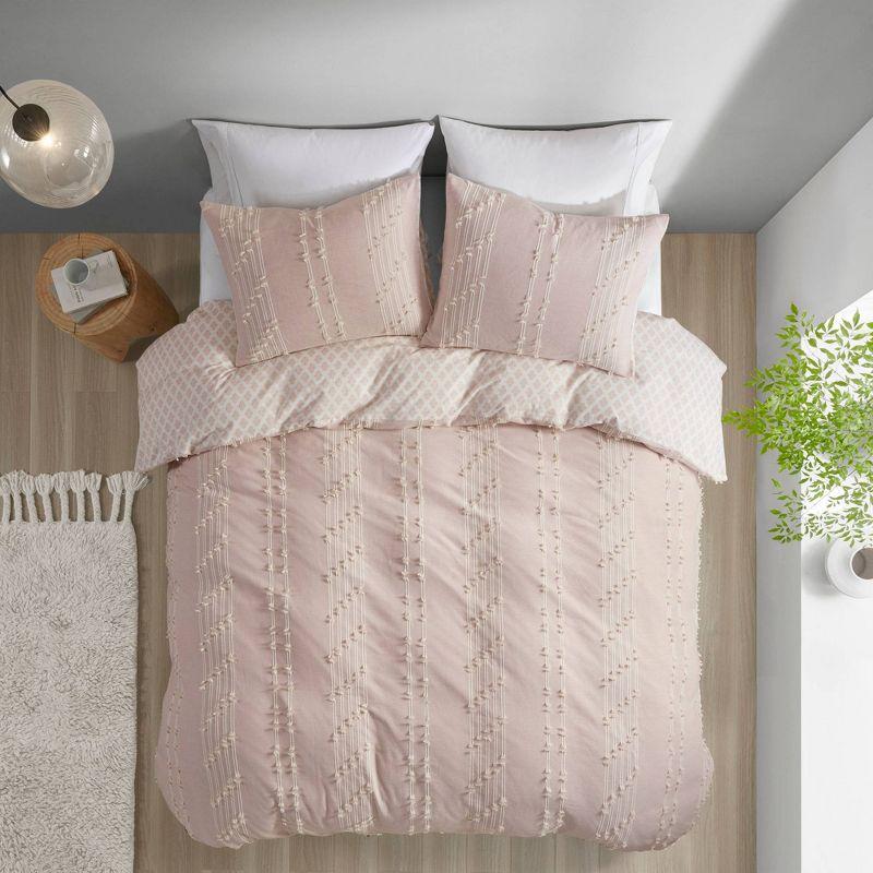 Blush Cotton Jacquard Full/Queen Duvet Cover Set