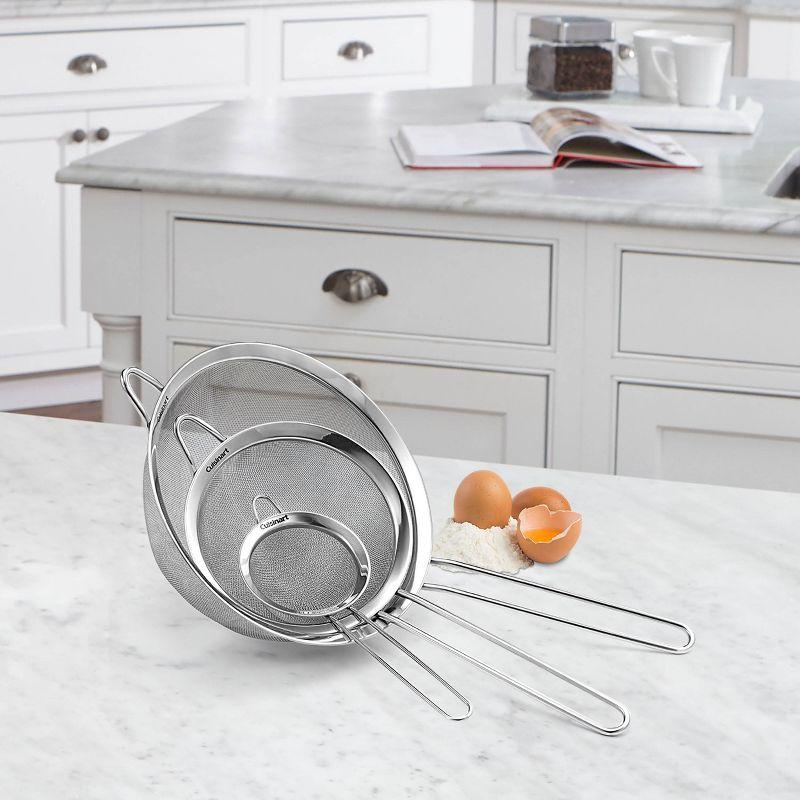 Cuisinart 3 Piece Stainless Steel Mesh Strainer Set for for Sifting, Straining and Draining Vegetables, Pastas, Flour, Tea