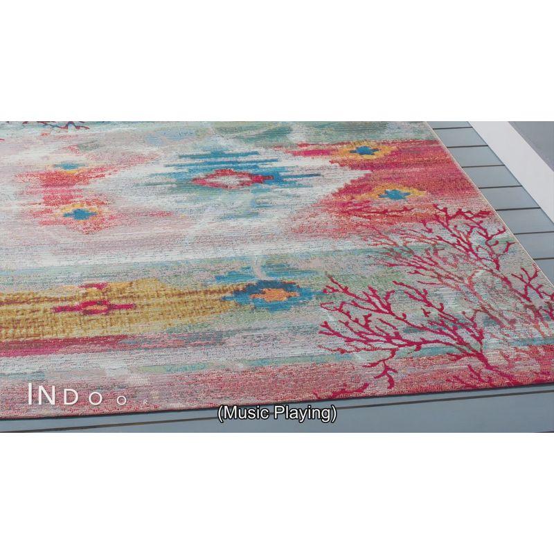 Layla Barbados Light Blue & Pink 8'x10' Synthetic Outdoor Rug