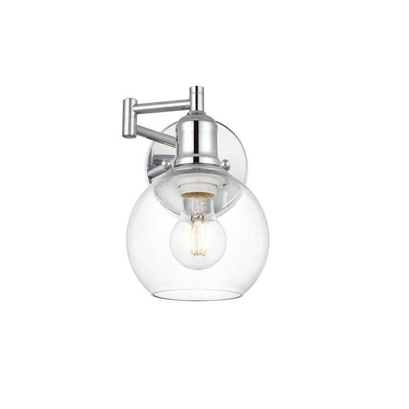 Elegant Lighting Davian 1 light Chrome and Clear swing arm wall sconce