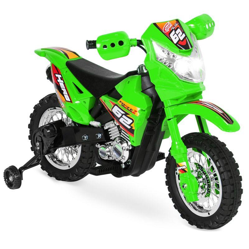 Green 6V Kids Ride-On Motorcycle with Training Wheels