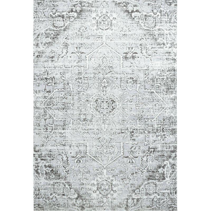 Nicole Miller Nicole Miller New York Patio Sofia Medallion Indoor/Outdoor Area Rug, Light Grey/Dark Grey