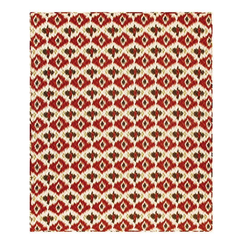 Rustic Red and White Cotton Ikat Throw Blanket