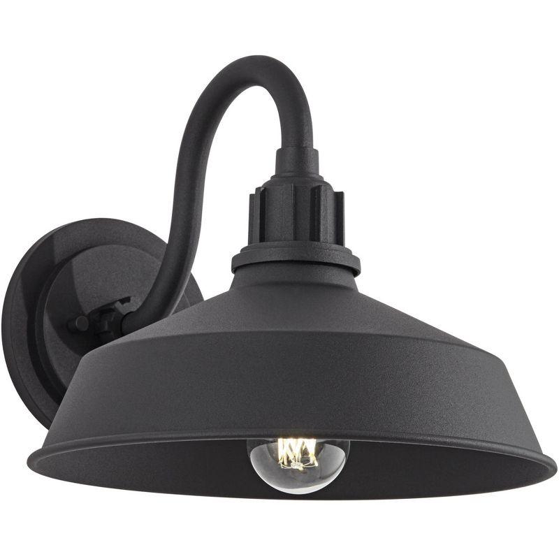 Black Aluminum Rustic Barn Outdoor Wall Light with Gooseneck Arm