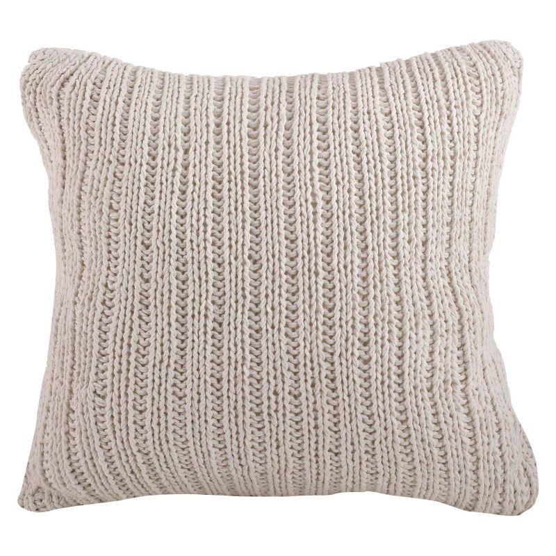 Saro Darcy Knitted Collection Striped Down Throw Pillow