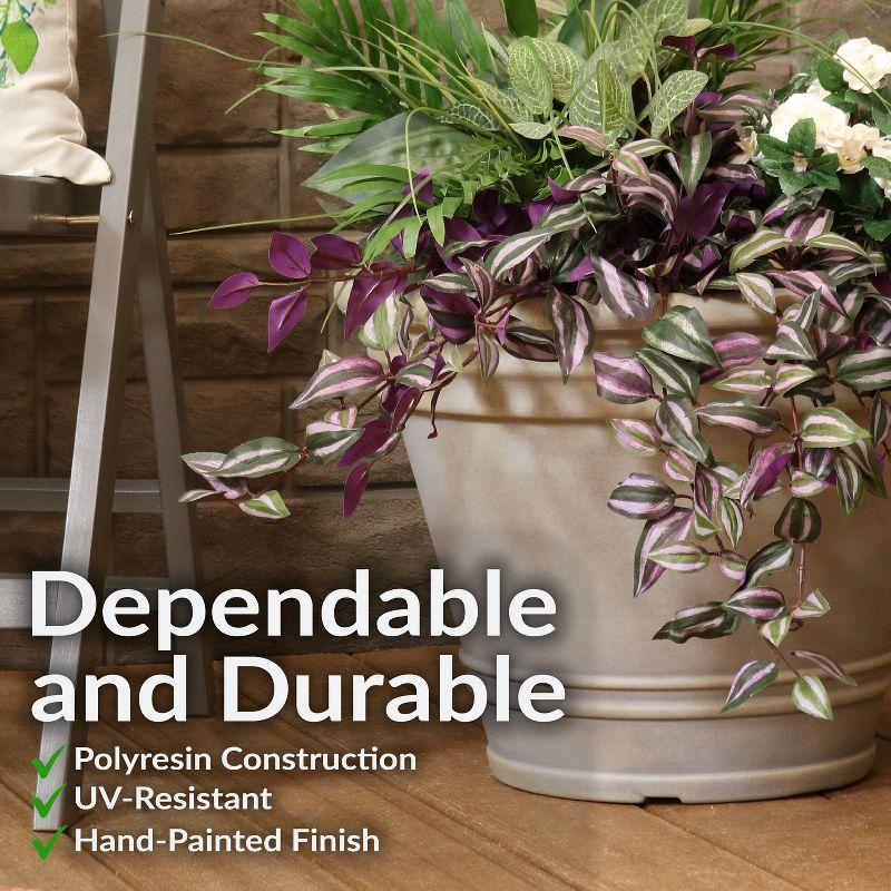 Sunnydaze Franklin Polyresin Outdoor Unbreakable UV-Resistant Flower Pot Planter - 20" Diameter - 2-Pack - Beige