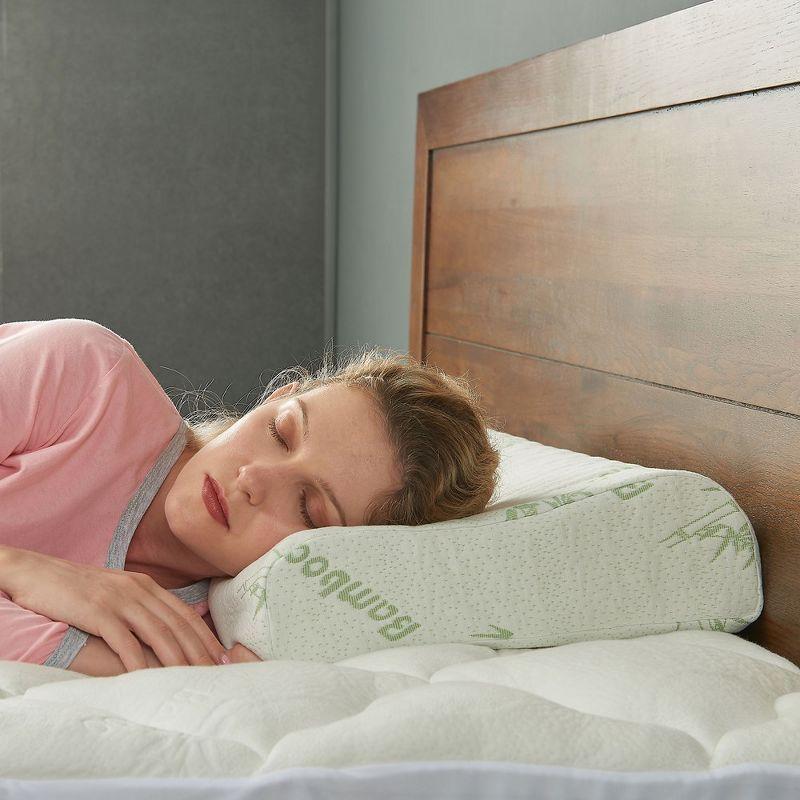 Cheer Collection Contoured Latex Memory Foam Pillow with Washable Cover - White (24" x 16" x 4")
