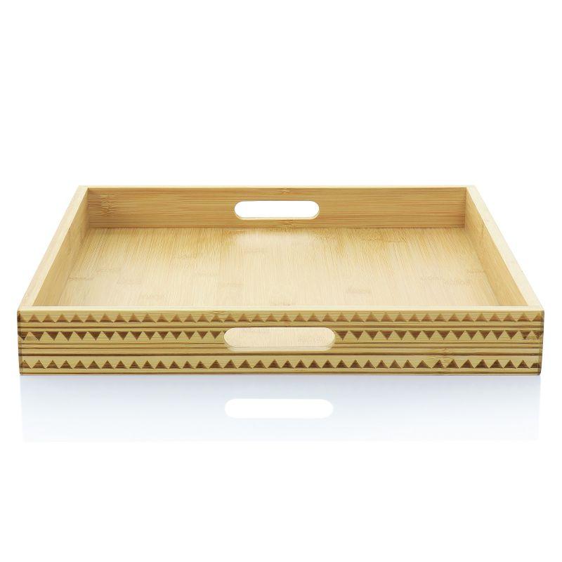 Gibson Home Sadler 15 Inch Wood Serving Tray with Built-in Handles