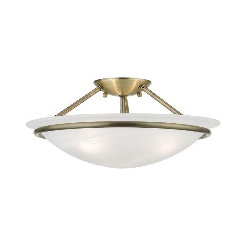 Livex Lighting Newburgh 3 - Light Semi-Flush Mount in  Antique Brass