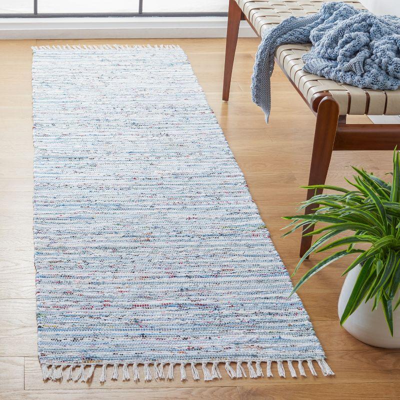 Rag Runner Rug RAR125 Hand Woven Runner Rug - Light Blue/Multi - 2'6"x14' - Safavieh.