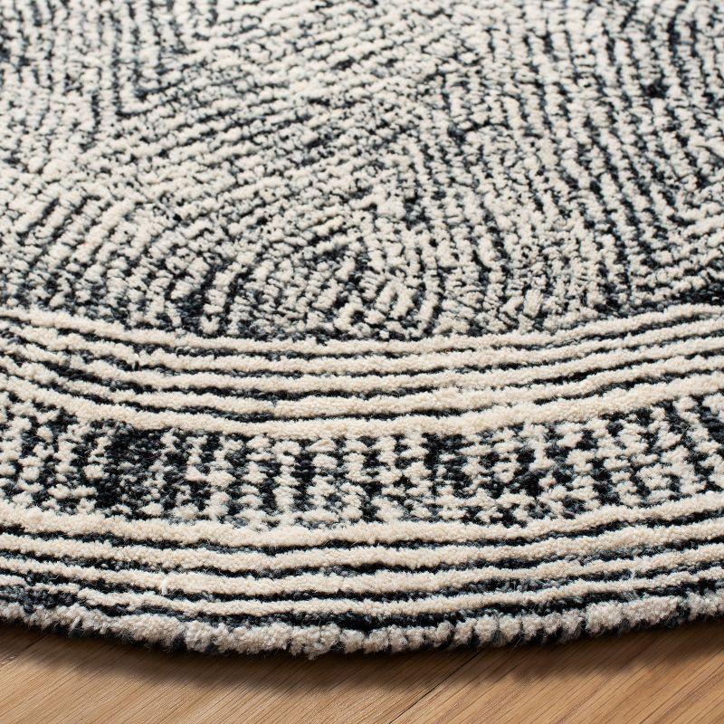 Abstract ABT340 Handmade Indoor Area Rug - Ivory/Charcoal - 4' Round - Safavieh