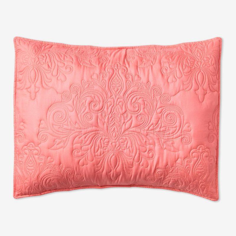 Coral Quilted Polyester Standard Sham