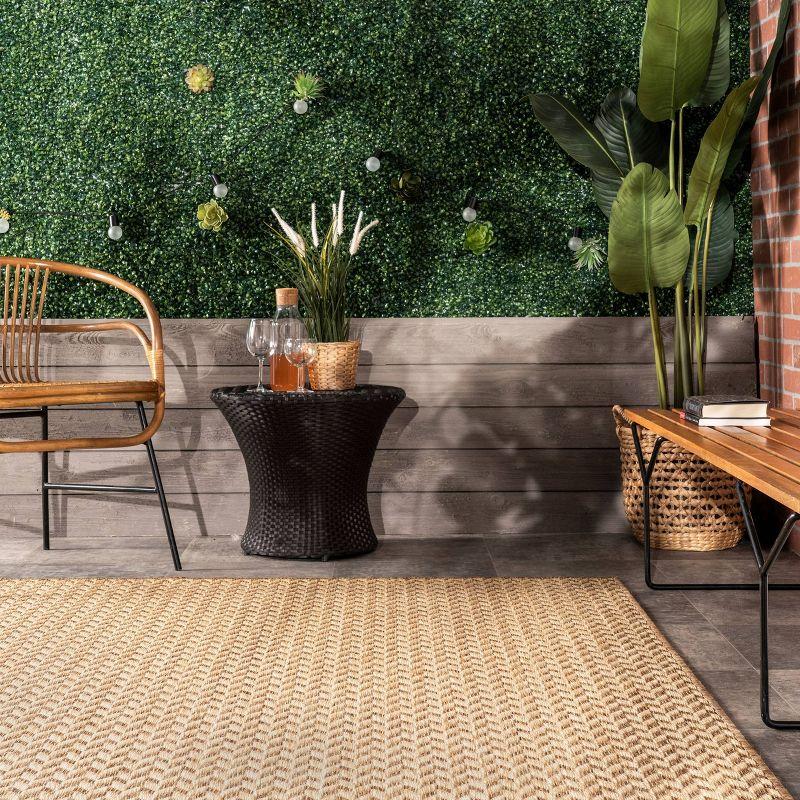 Camryn Brown Herringbone Synthetic Indoor/Outdoor Rug