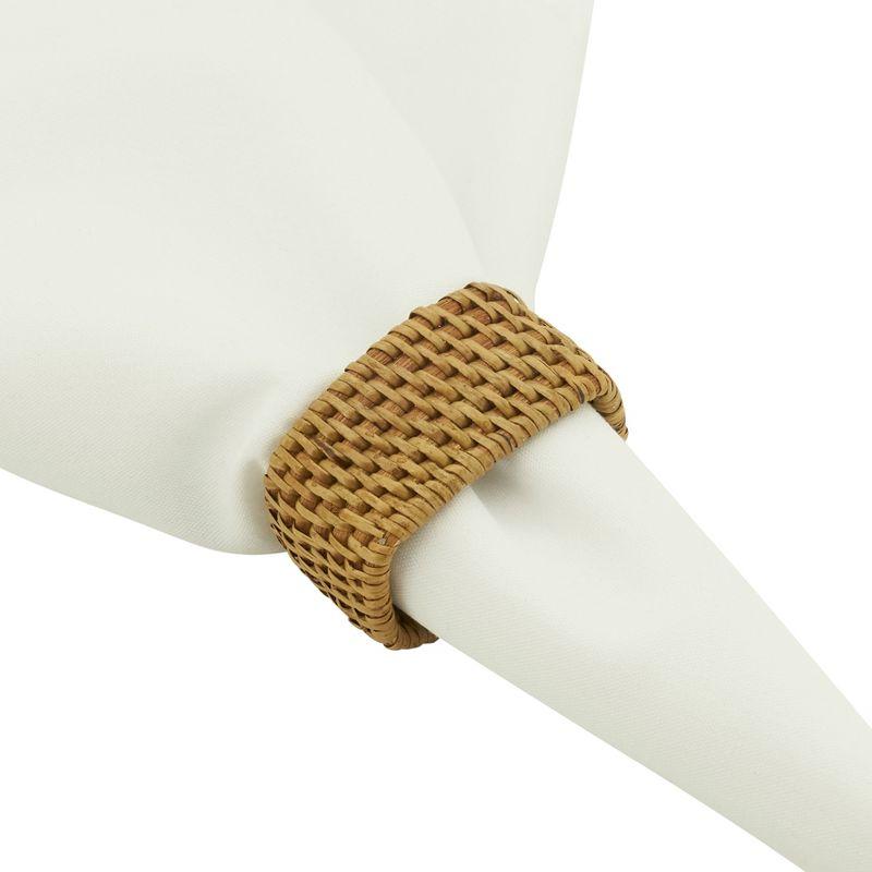 Saro Lifestyle Napkin Rings With Rattan Woven Design (Set of 4)