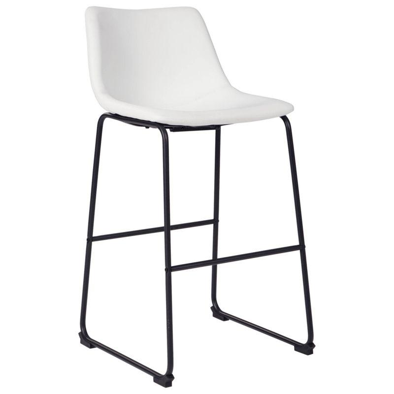 Centiar Pub Height Barstool White: Vintage Faux Leather, Metal Base - Signature Design by Ashley