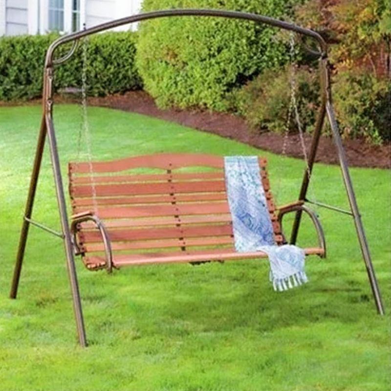 Woodlawn Easy to Assemble Patio Swing Frame with Steel Tubing and Powder Coated Finish for Garden, Lawn, Patio, and Porch Swings, Bronze