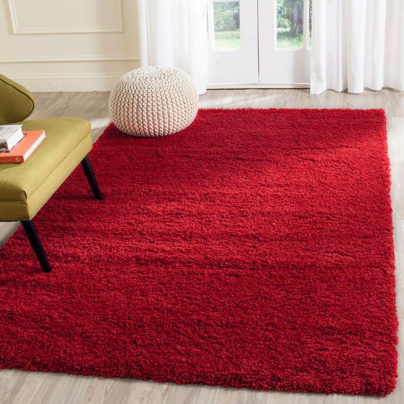 Cozy Crimson Shag 4' x 6' Rectangular Synthetic Area Rug