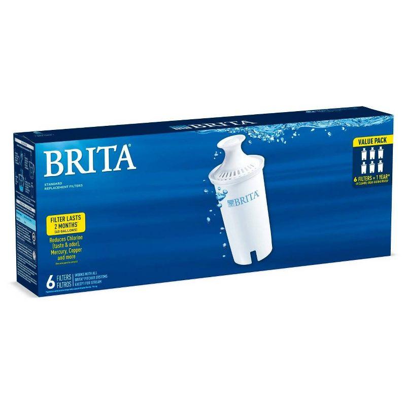 Brita Replacement Water Filters for Brita Water Pitchers and Dispensers - 6ct: Reduces Odors, Filters Chlorine