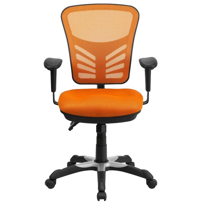 Orange Mesh Mid-Back Executive Swivel Chair with Adjustable Arms