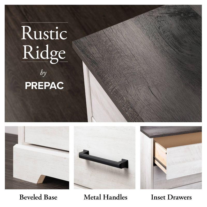 Prepac Rustic Ridge Farmhouse 6 Drawer Bedroom Dresser Washed White