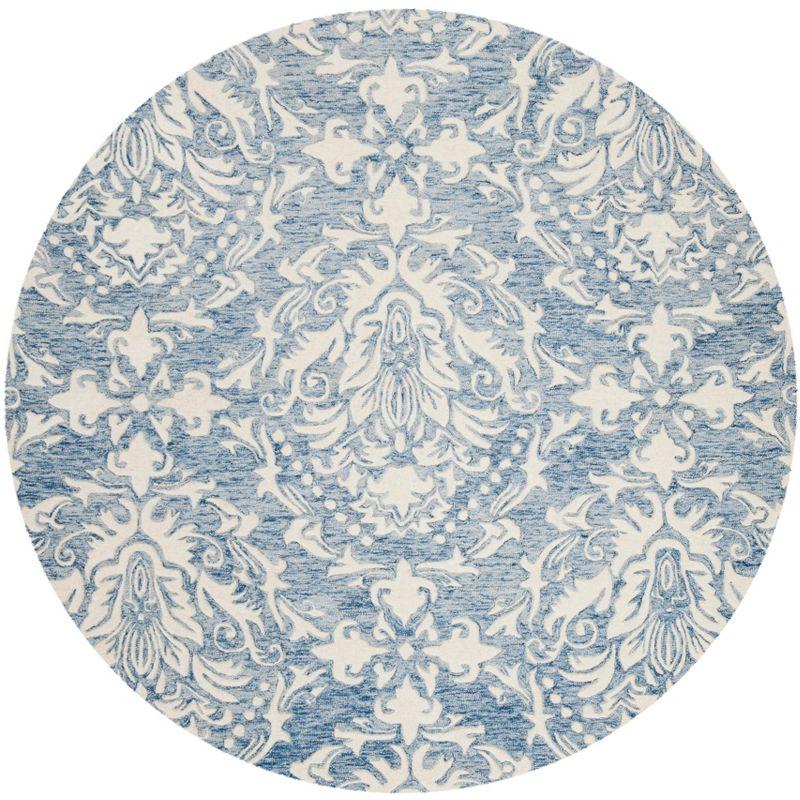 Blossom BLM107 Hand Tufted Indoor Area Rug - Blue/Ivory - 4' Round - Safavieh