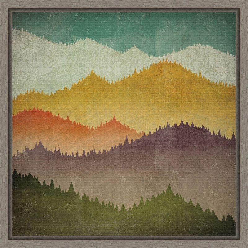 Mountain View Multicolor Framed Canvas Wall Art