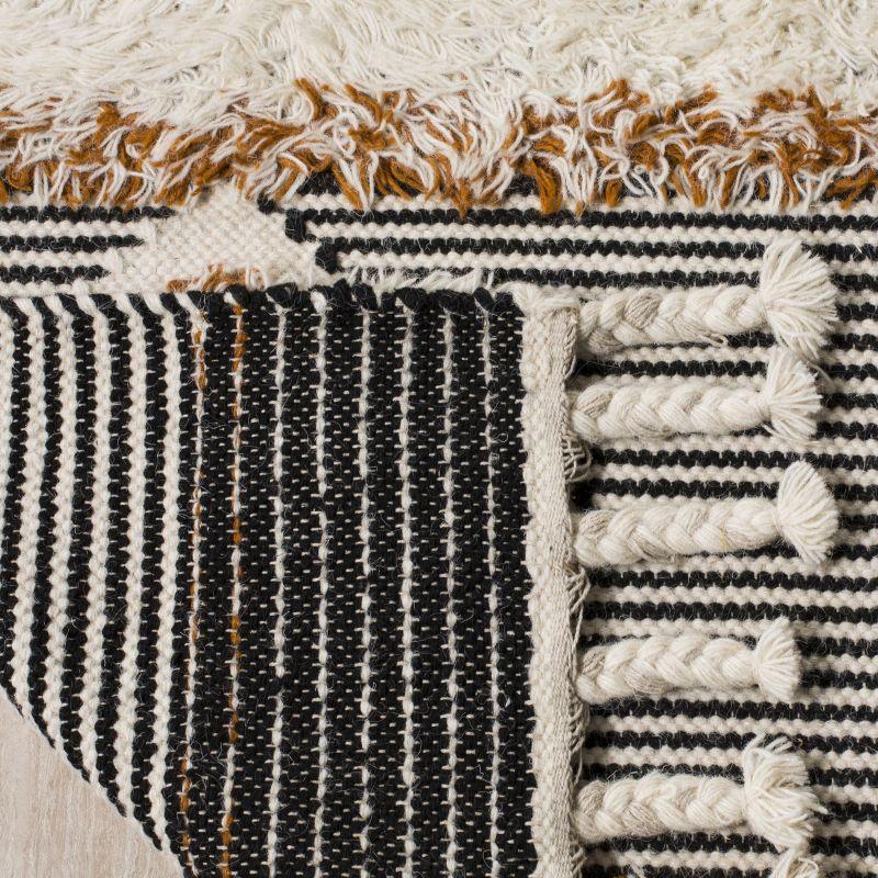 Kenya KNY904 Hand Knotted Area Rug - Ivory/Black-Orange - 6'x9' - Safavieh