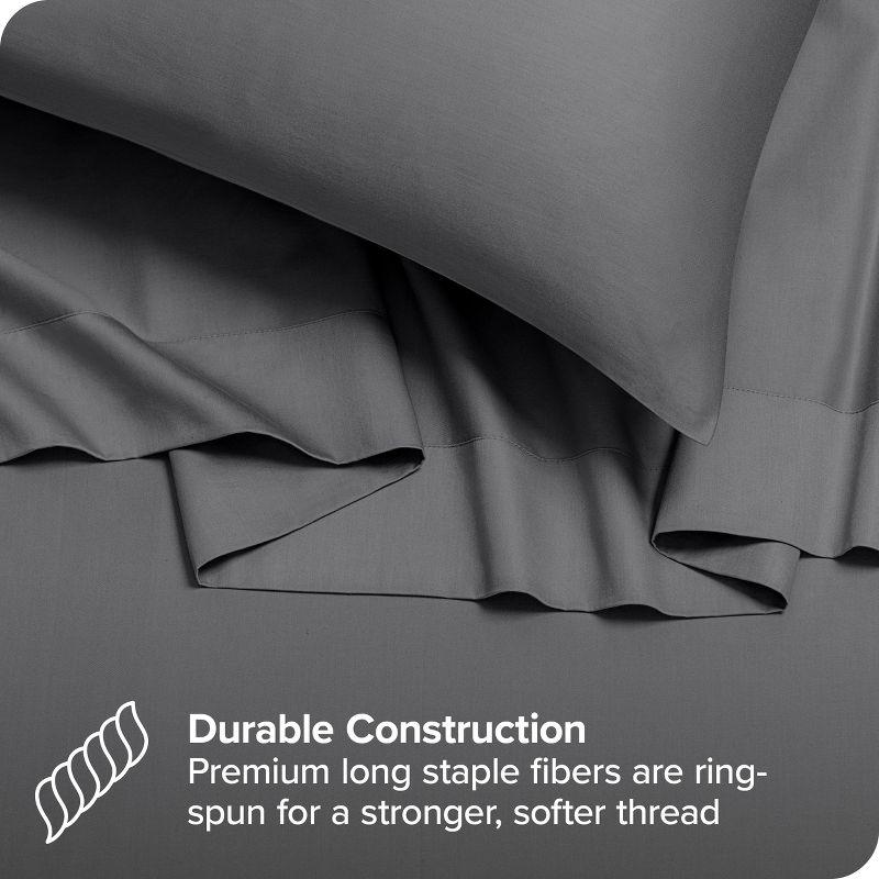 400 Thread Count Organic Cotton Sateen Grey 4 Piece Full Bed Sheet Set by Bare Home