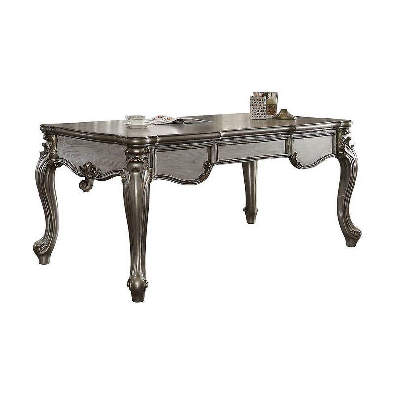 Versailles Executive Desk Antique Platinum - Acme Furniture: Veneer Surface, Wood Frame, Enclosed Storage