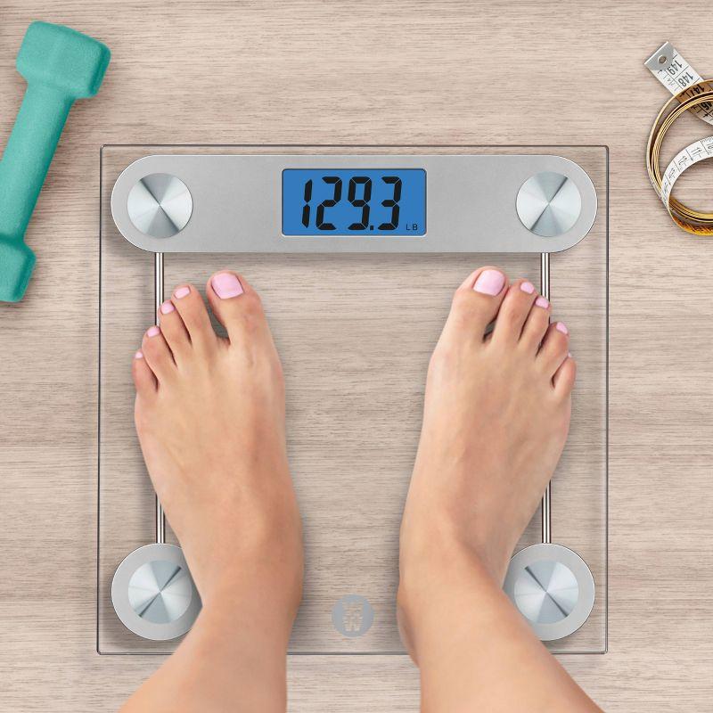 Digital Glass Scale with LCD Display and Backlight Clear - Weight Watchers: Electronic Personal Bathroom Scale, 400 lb Capacity