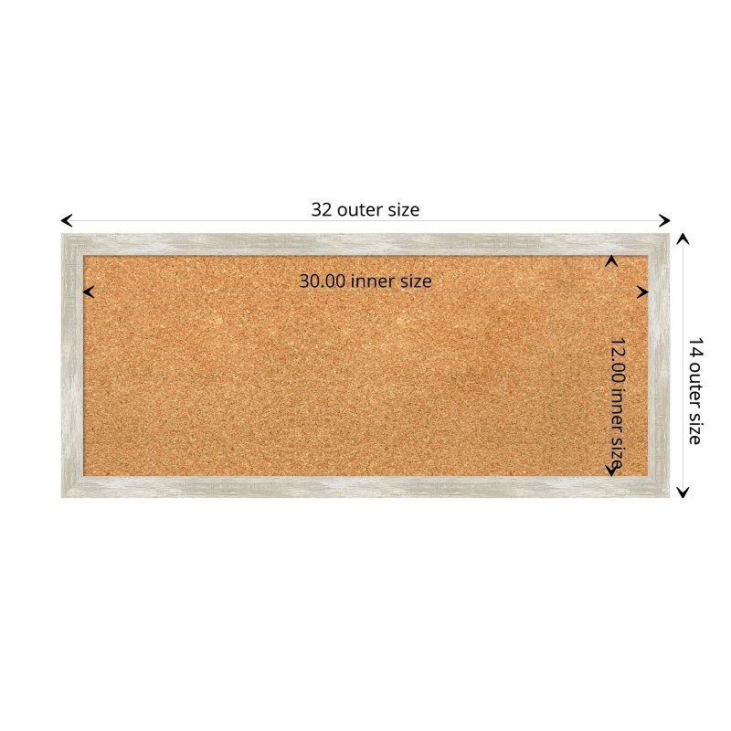 Amanti Art Natural Cork Board Framed Crackled Metallic Narrow Bulletin Board 32 in. x 14 in.
